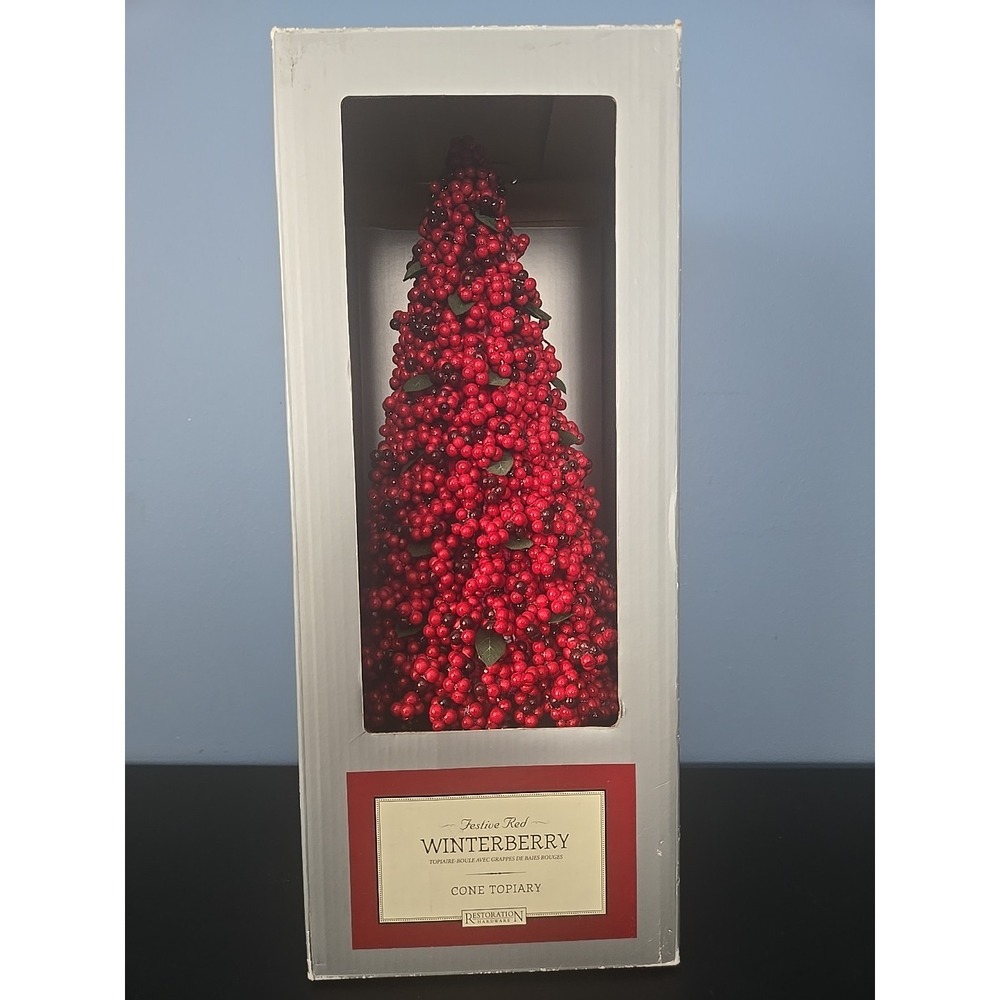 Restoration Hardware Winterbury Red Cone Topiary Tree Holiday Festive Red